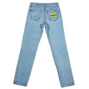 Vintage University of Michigan 90s Embroidered Denim Light Blue Jeans 31 x 32